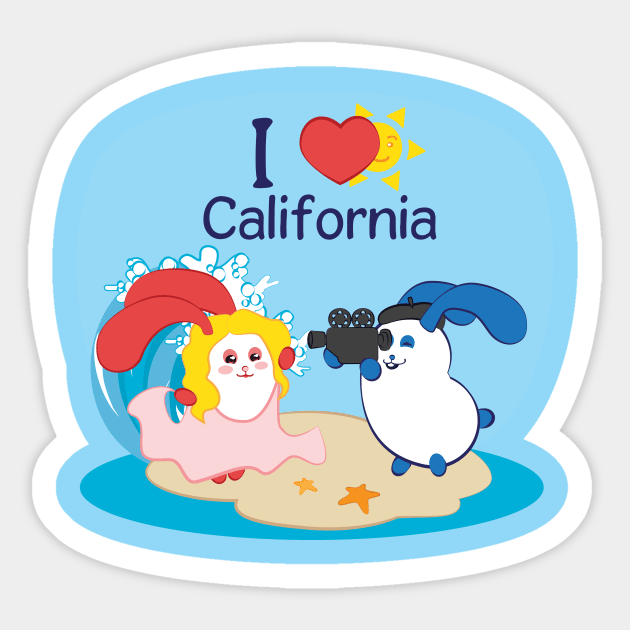 Ernest and Coraline | I love California Sticker by hisameartwork